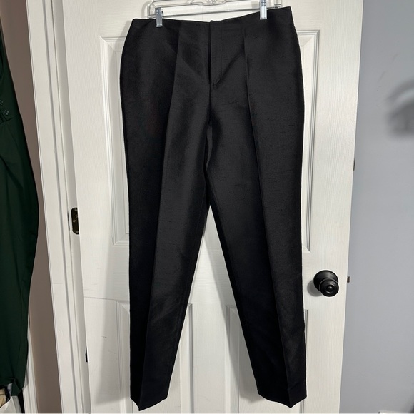 Linda Allard for Ellen Tracy 100% silk pants, size 12, front zip, lustrous - Picture 1 of 8